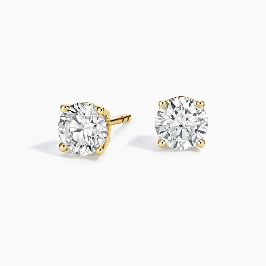 Perfect 4-Prong Lab Diamond Stud Earrings in 18K Yellow Gold