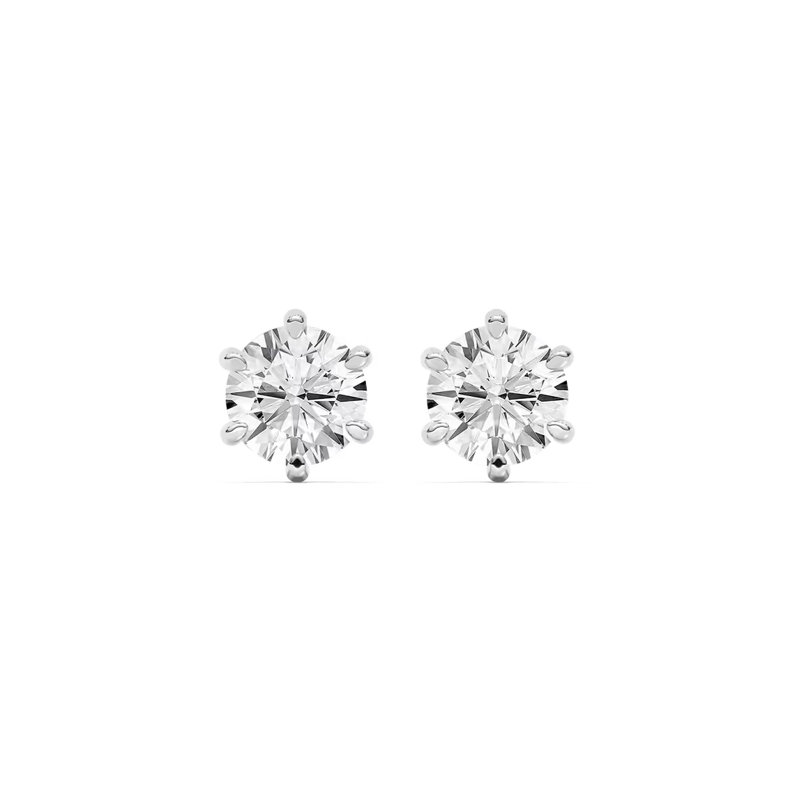 Classic Round Six Prong Diamond Earrings
