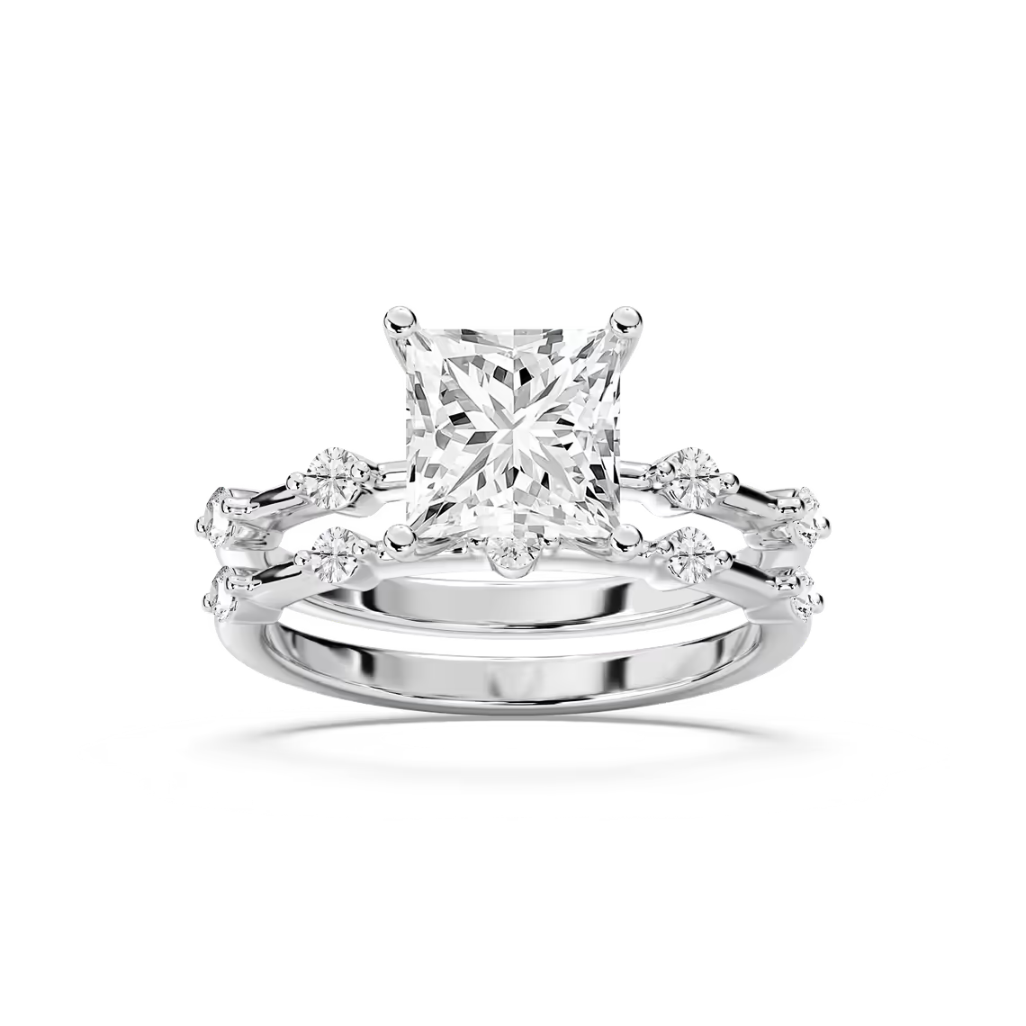 Mila Princess Cut Wedding Set