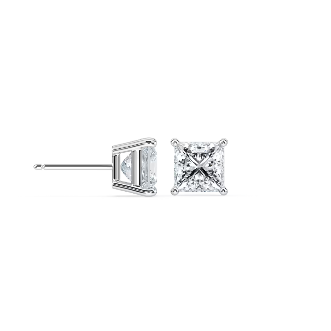 Princess Basket Studs with 1.00ctw Lab-Grown Diamonds in 14K White Gold