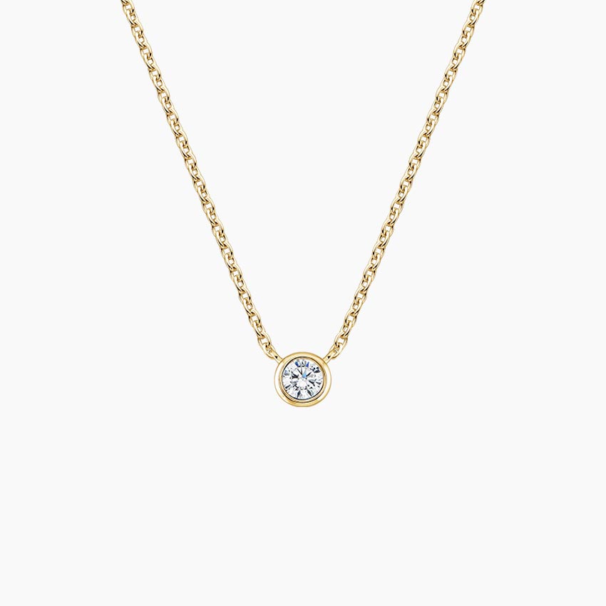 Round Lab Diamond Bezel Solitaire Pendant