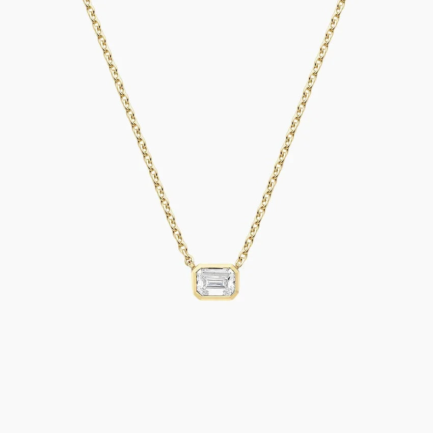 Emerald Cut Lab Diamond Bezel Solitaire Pendant