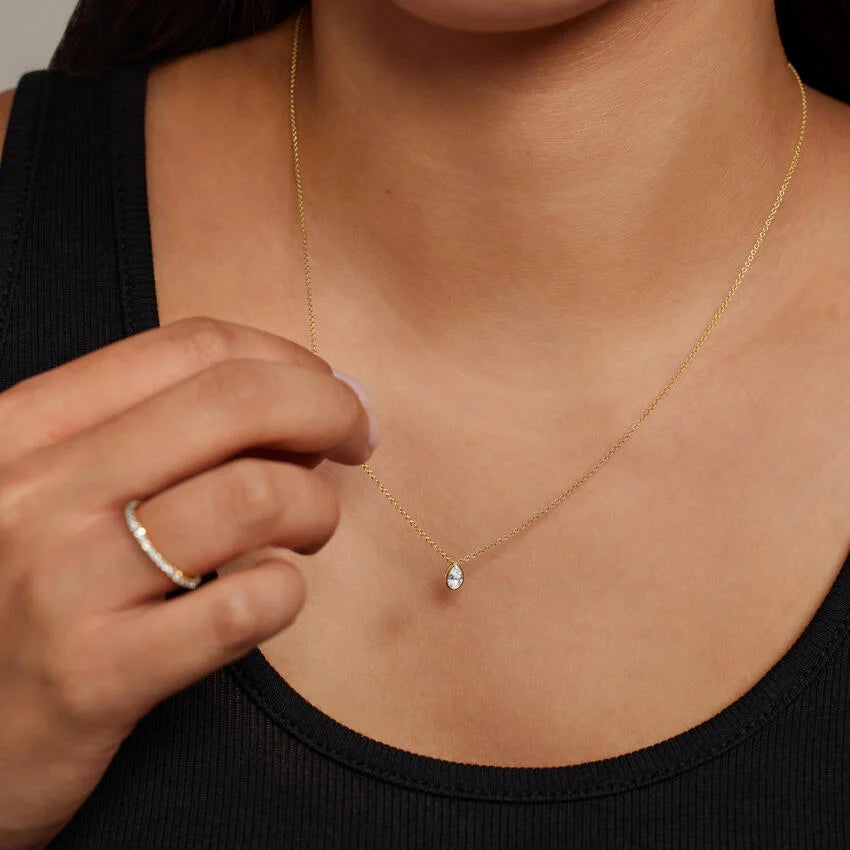 Pear Lab Diamond Bezel Solitaire Pendant