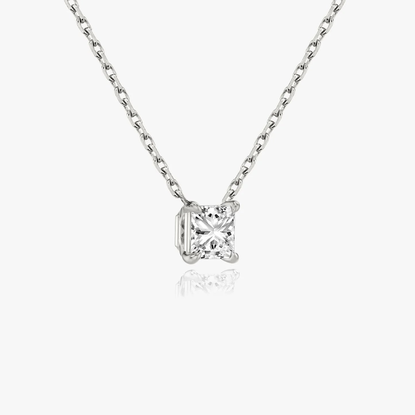 1.0 CT PRINCESS SOLITAIRE CVD F/VS DIAMOND NECKLACE