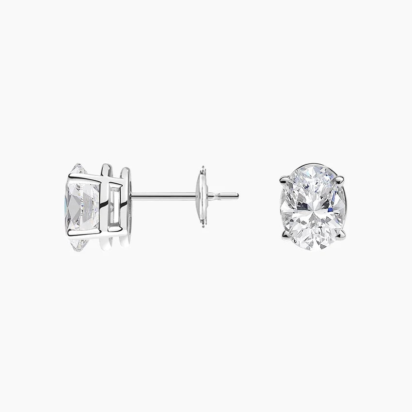 Oval Lab Grown Diamond Stud Earrings in 18K White Gold