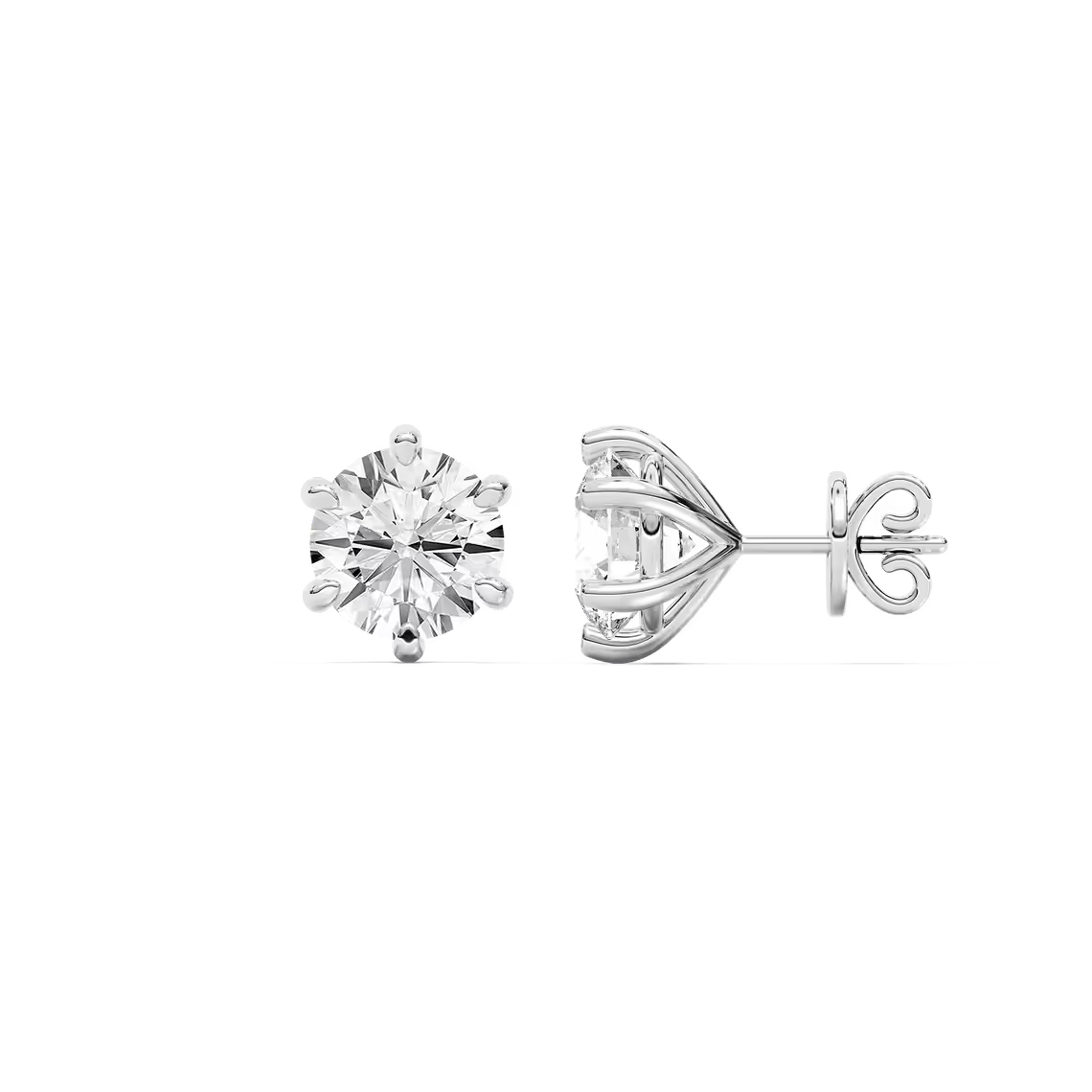 Classic Round Six Prong Diamond Earrings