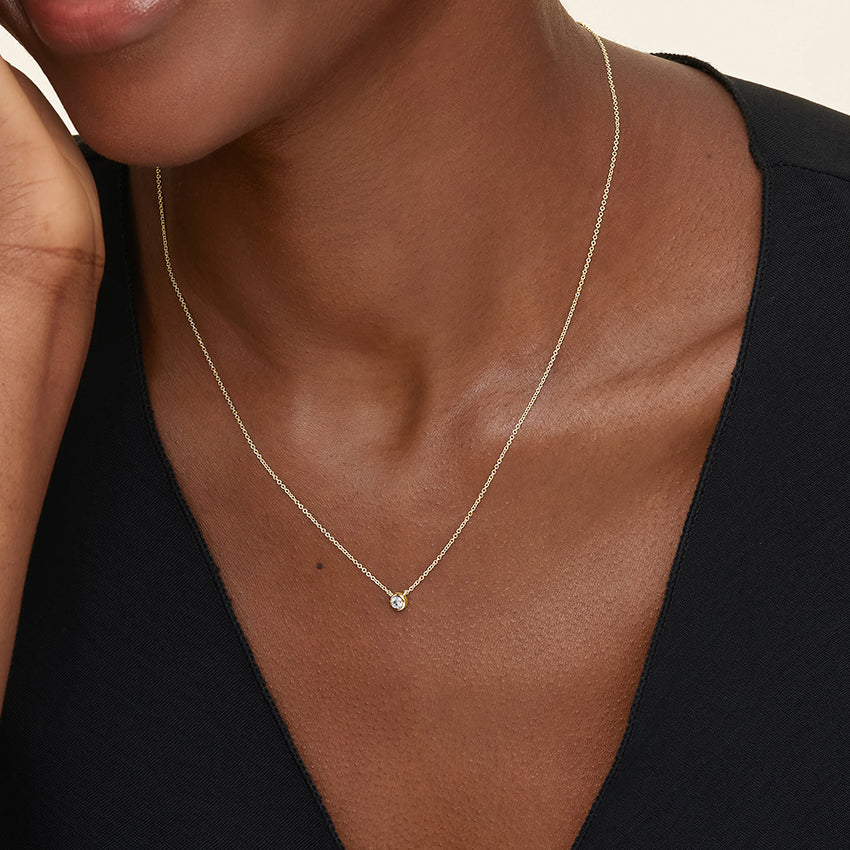Round Lab Diamond Bezel Solitaire Pendant