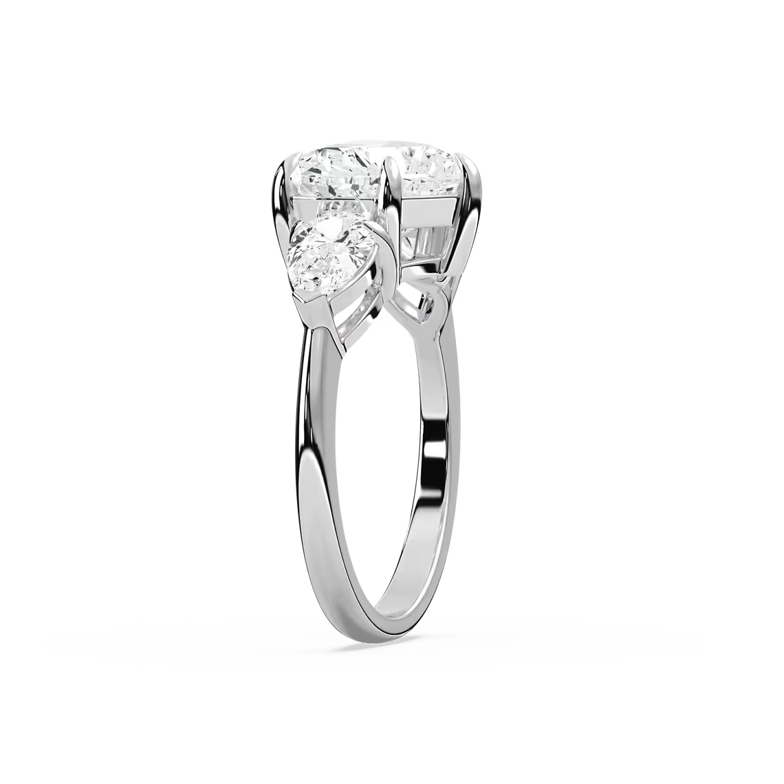 Heart and Pear Three Stone Ring