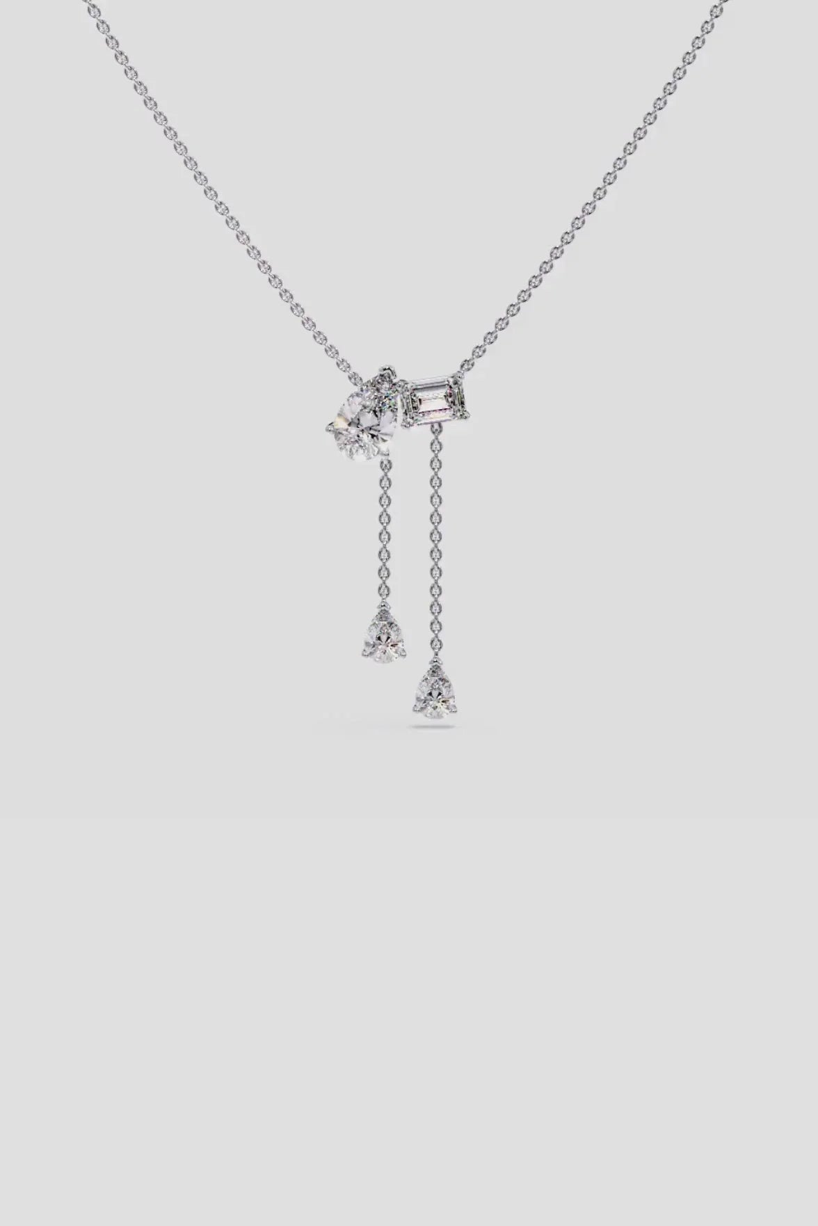 2 Stone Solitaire Necklace With Drops