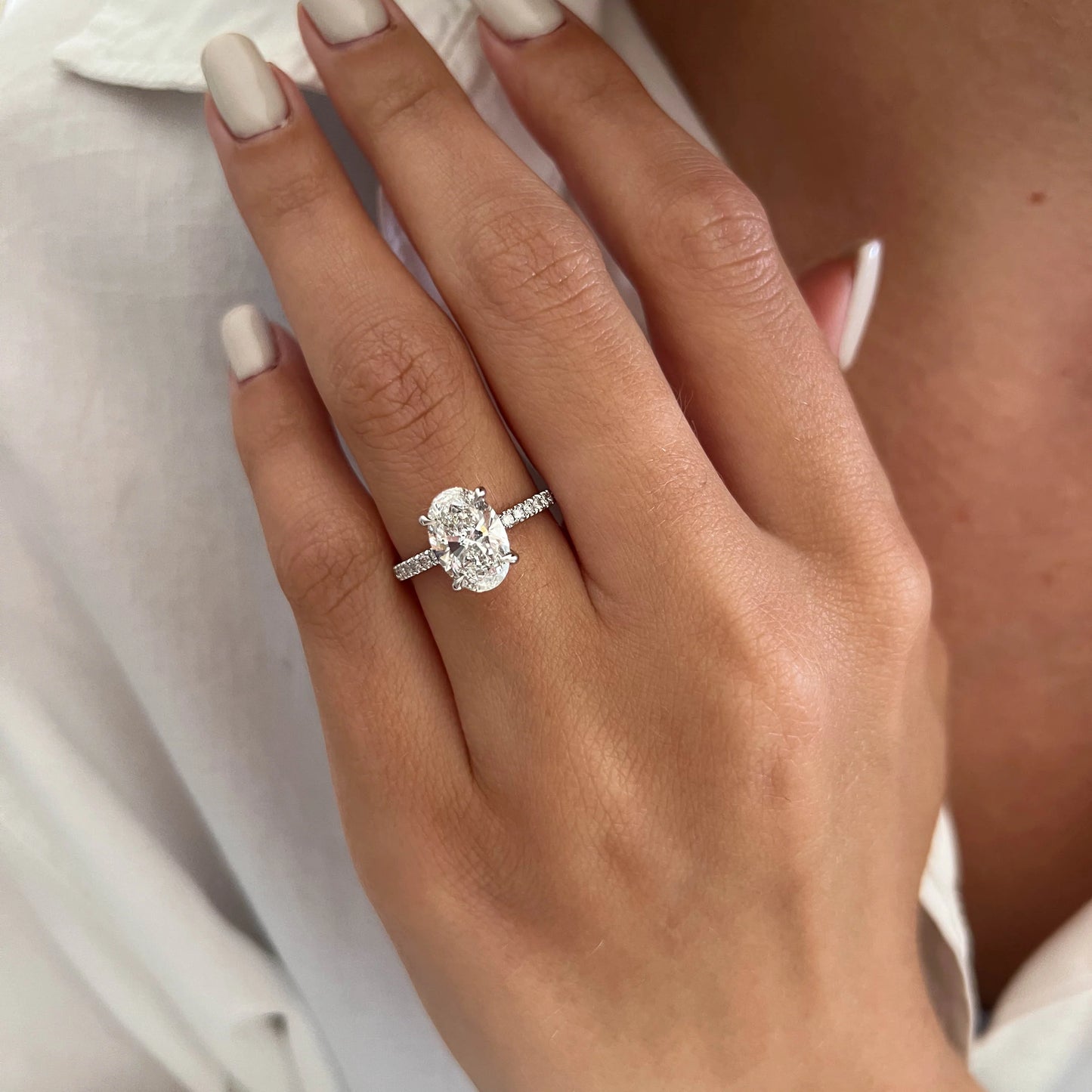 Ada Oval Hidden Halo Engagement Ring
