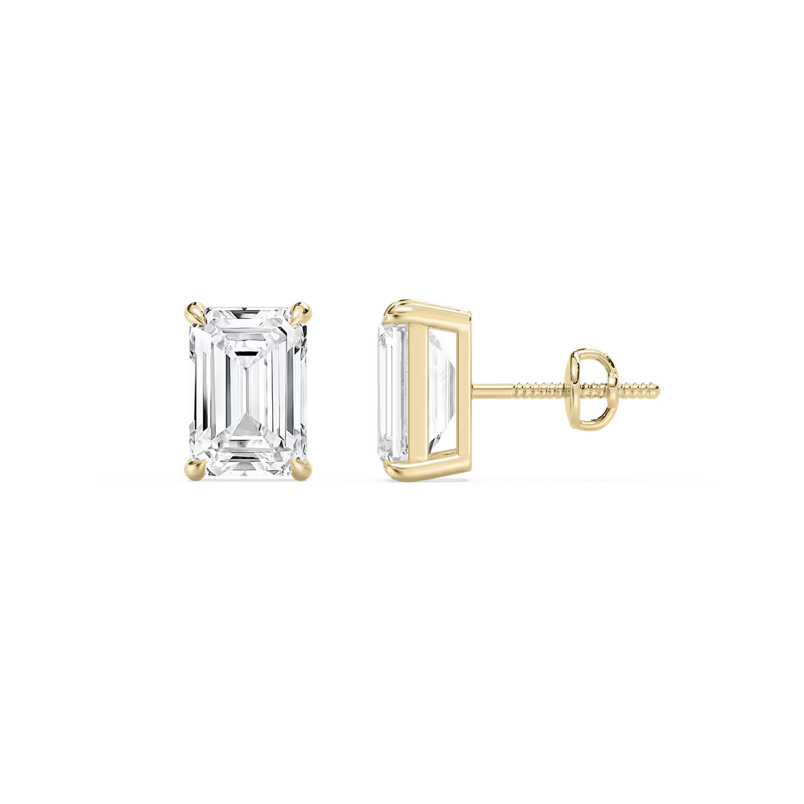Emerald-Cut Solitaire Stud Earrings