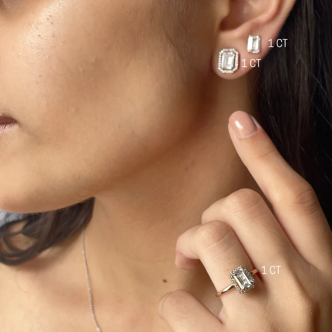 Emerald Prong Solitaire Studs