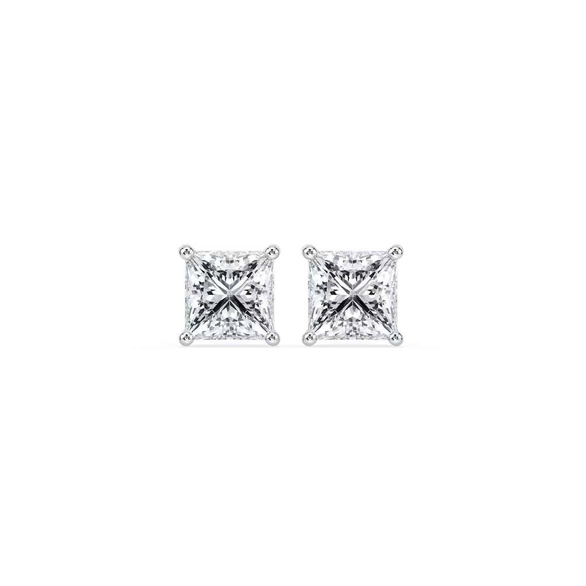 Princess Basket Studs with 1.00ctw Lab-Grown Diamonds in 14K White Gold
