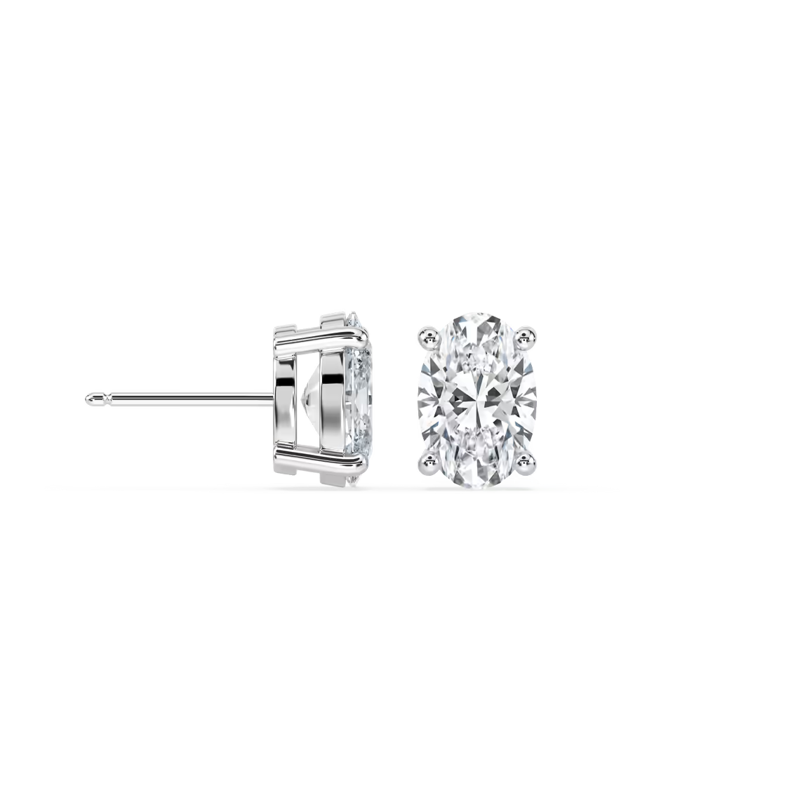 Oval Basket Studs with 1.50ctw Lab-Grown Diamonds in 14K White Gold