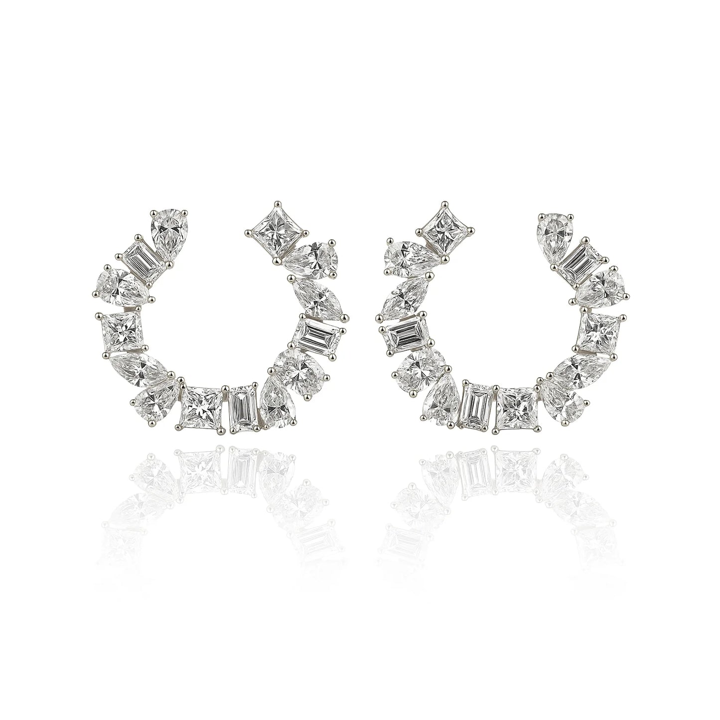 MULTI SHAPE LAB DIAMOND HOOP EARRINGS