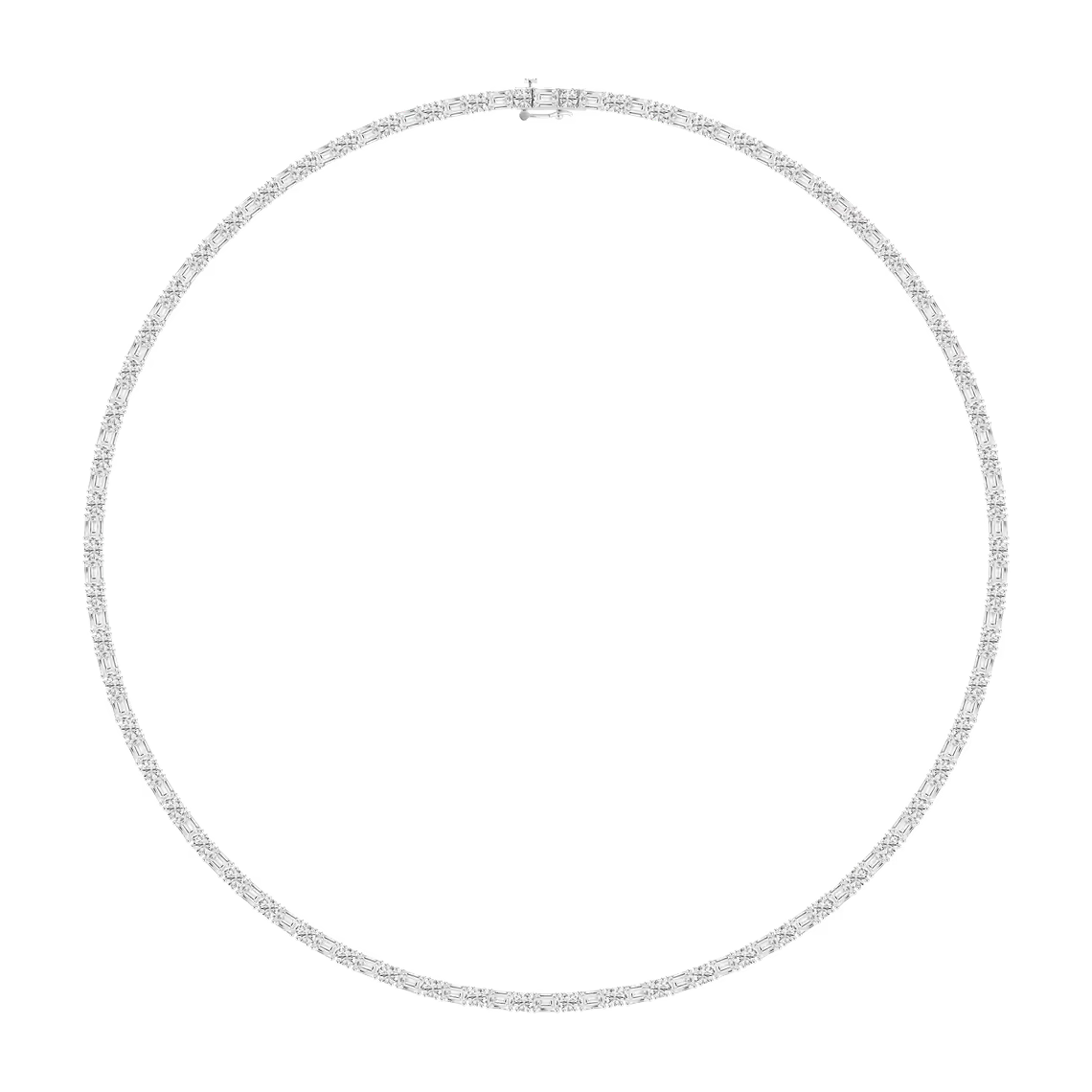 Classic Round and Emerald Cut Tennis Necklace