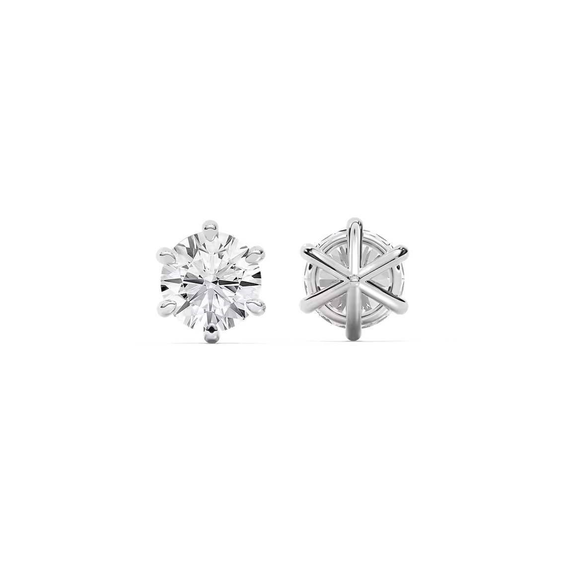 Classic Round Six Prong Diamond Earrings