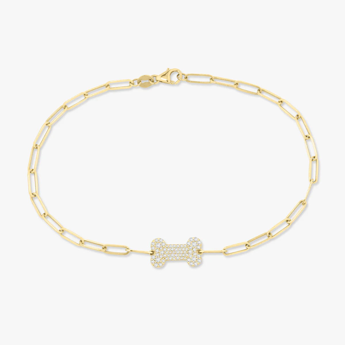 Pave Diamond Dog Bone Necklace or Bracelet