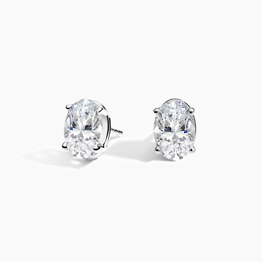 Oval Lab Grown Diamond Stud Earrings in 18K White Gold