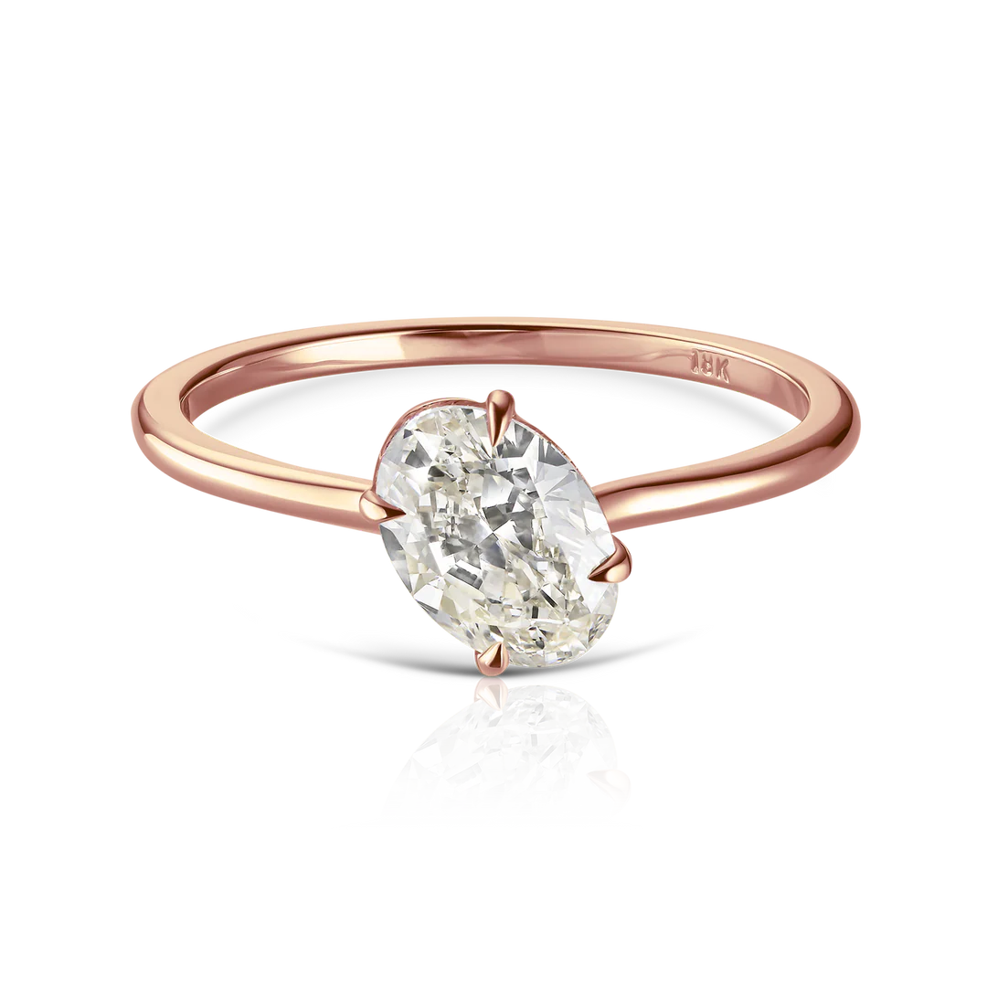 Floating Oval Cut Diamond Ring