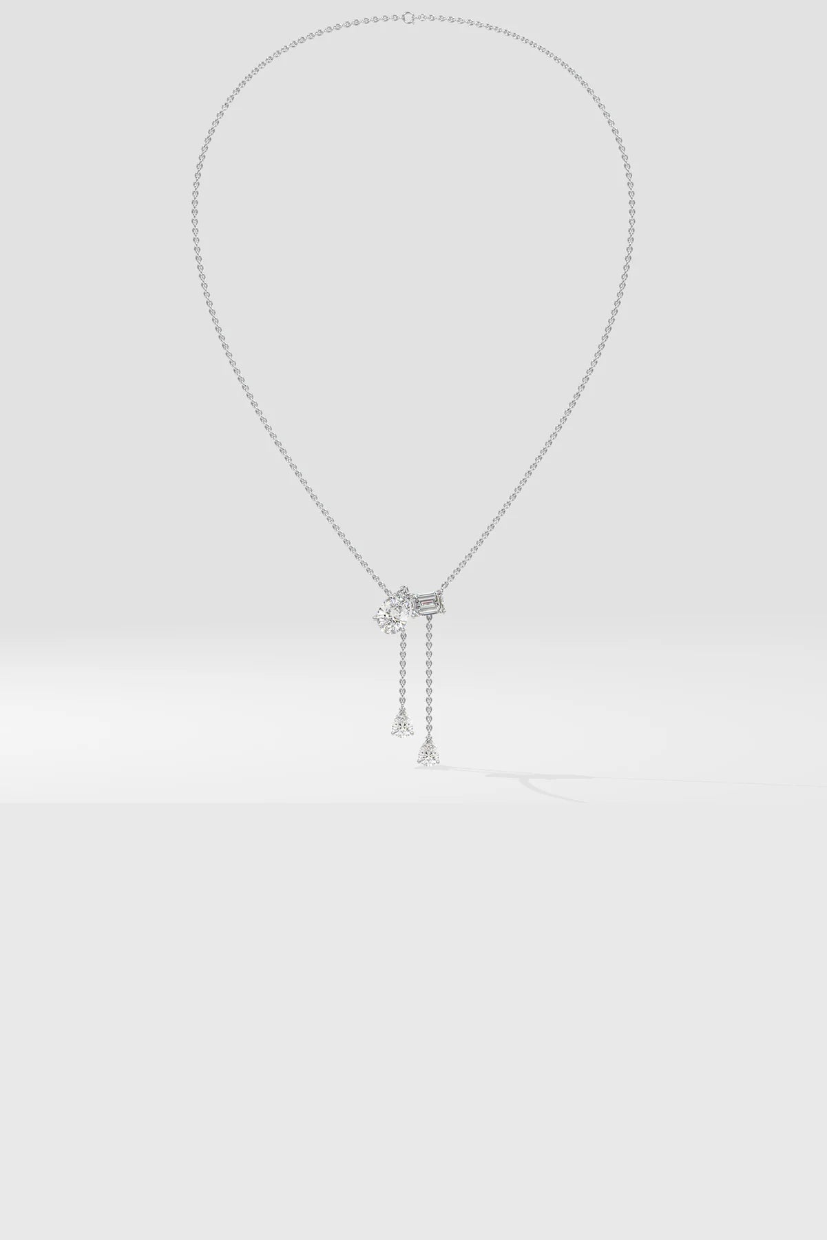 2 Stone Solitaire Necklace With Drops