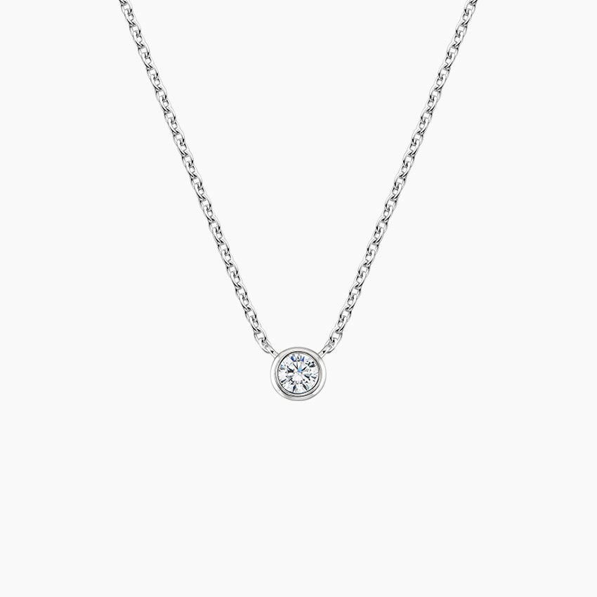 Round Lab Diamond Bezel Solitaire Pendant