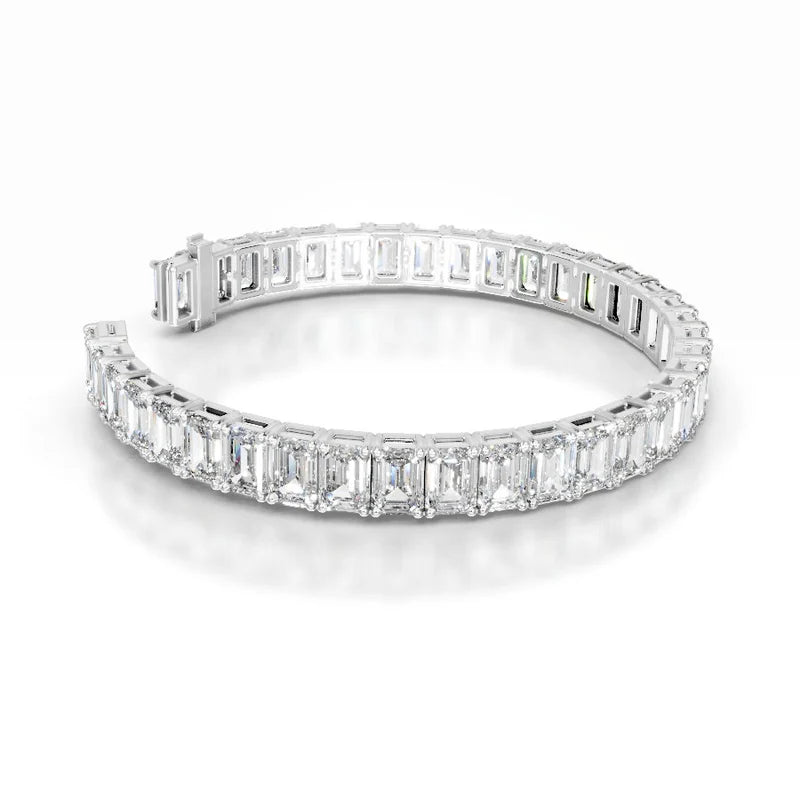 Austin 27 CT Emerald Tennis Lab Grown Diamond Bracelet - 14K White Gold