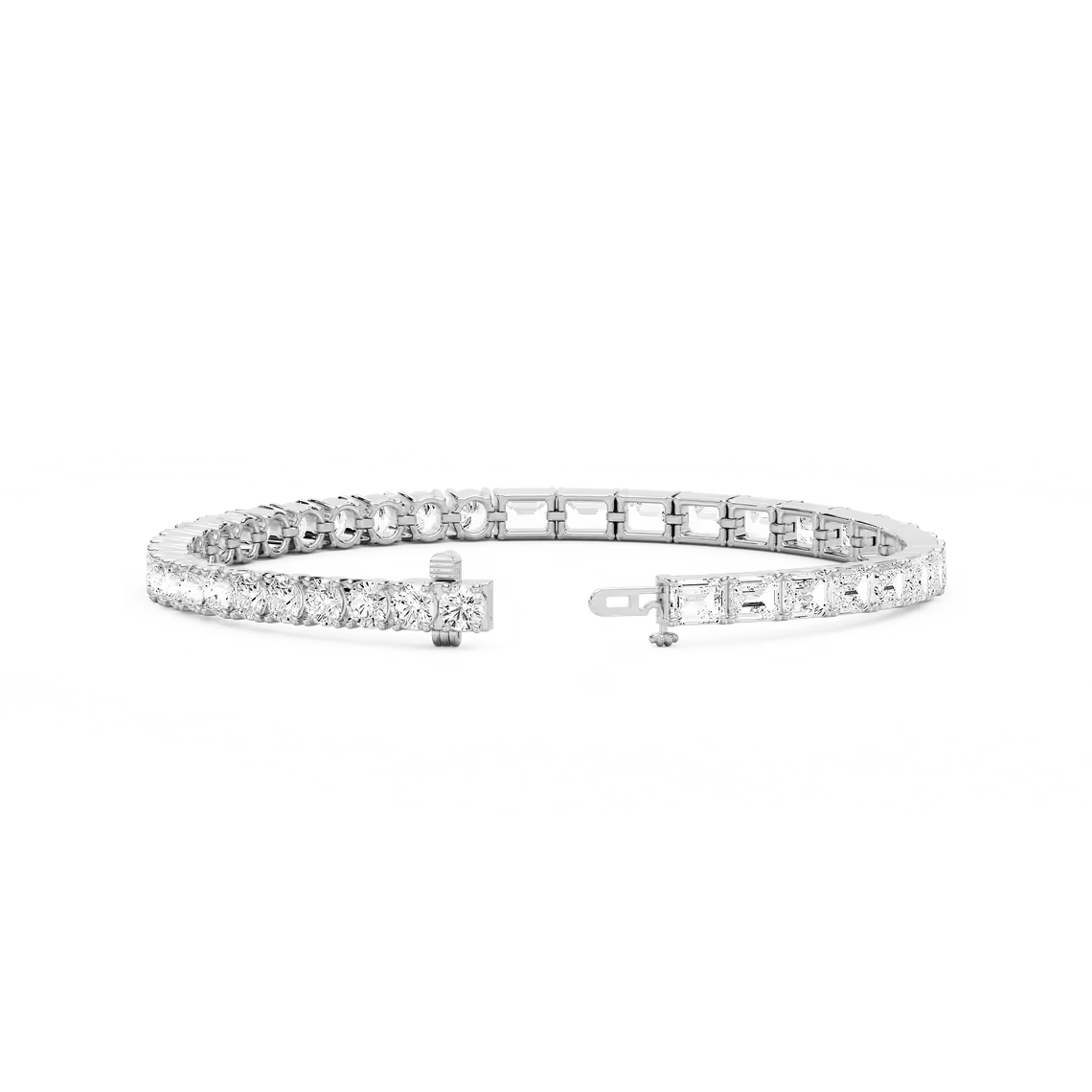 Emerald and Round Diamond Tennis Bracelet