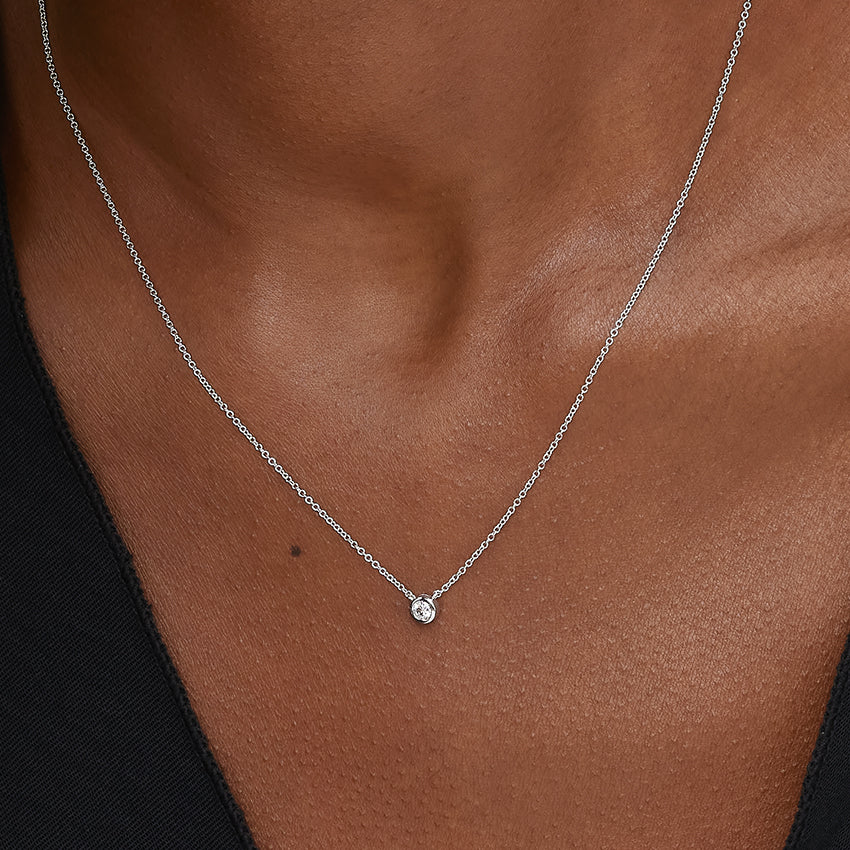 Round Lab Diamond Bezel Solitaire Pendant
