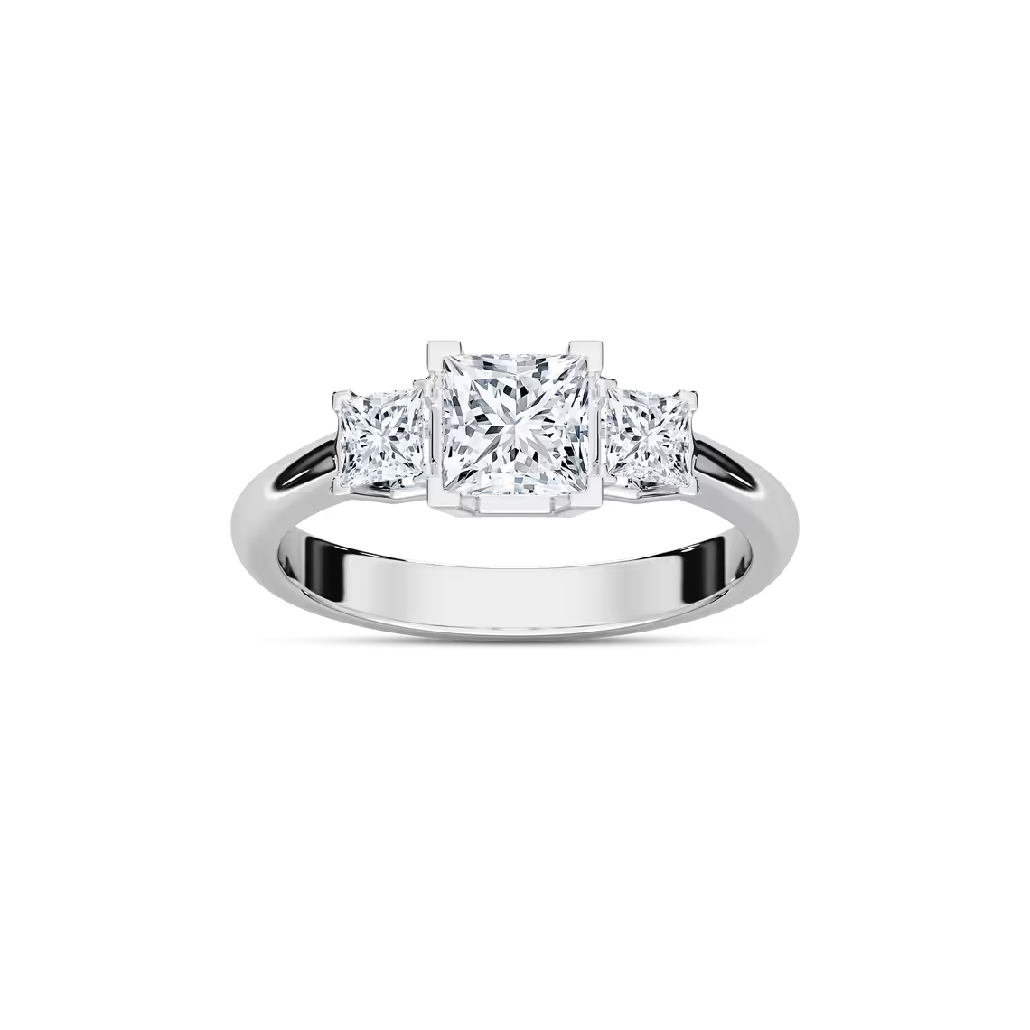 Classic Princess Three Stone Ring