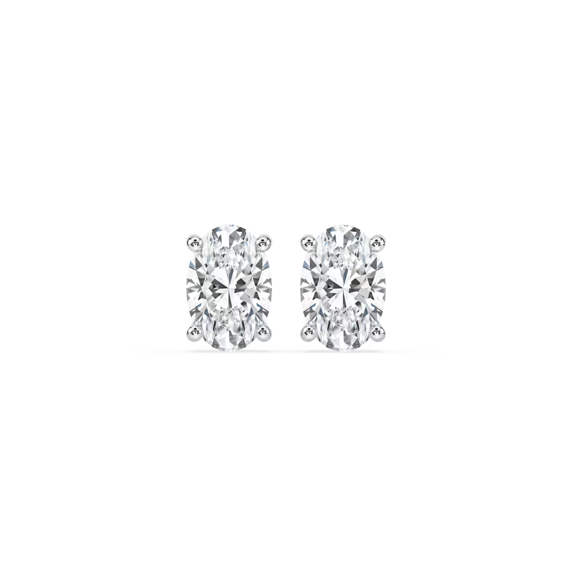 Oval Basket Studs with 1.50ctw Lab-Grown Diamonds in 14K White Gold