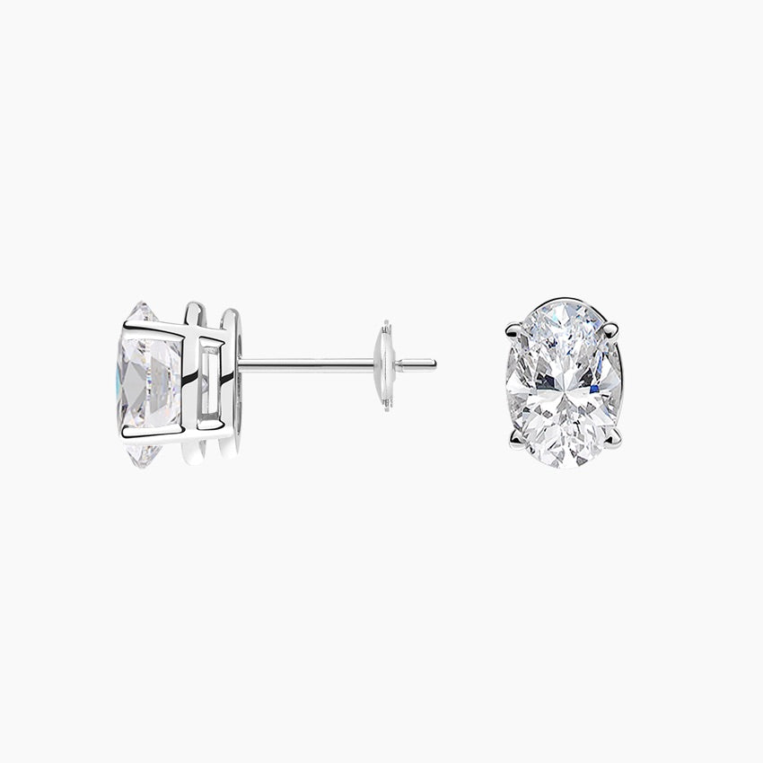 Oval Lab Grown Diamond Stud Earrings in 18K White Gold