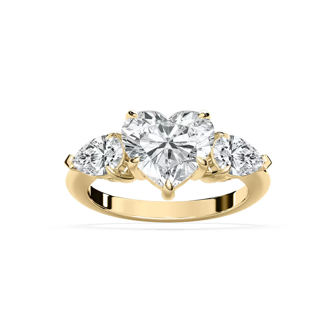Heart and Pear Three Stone Ring