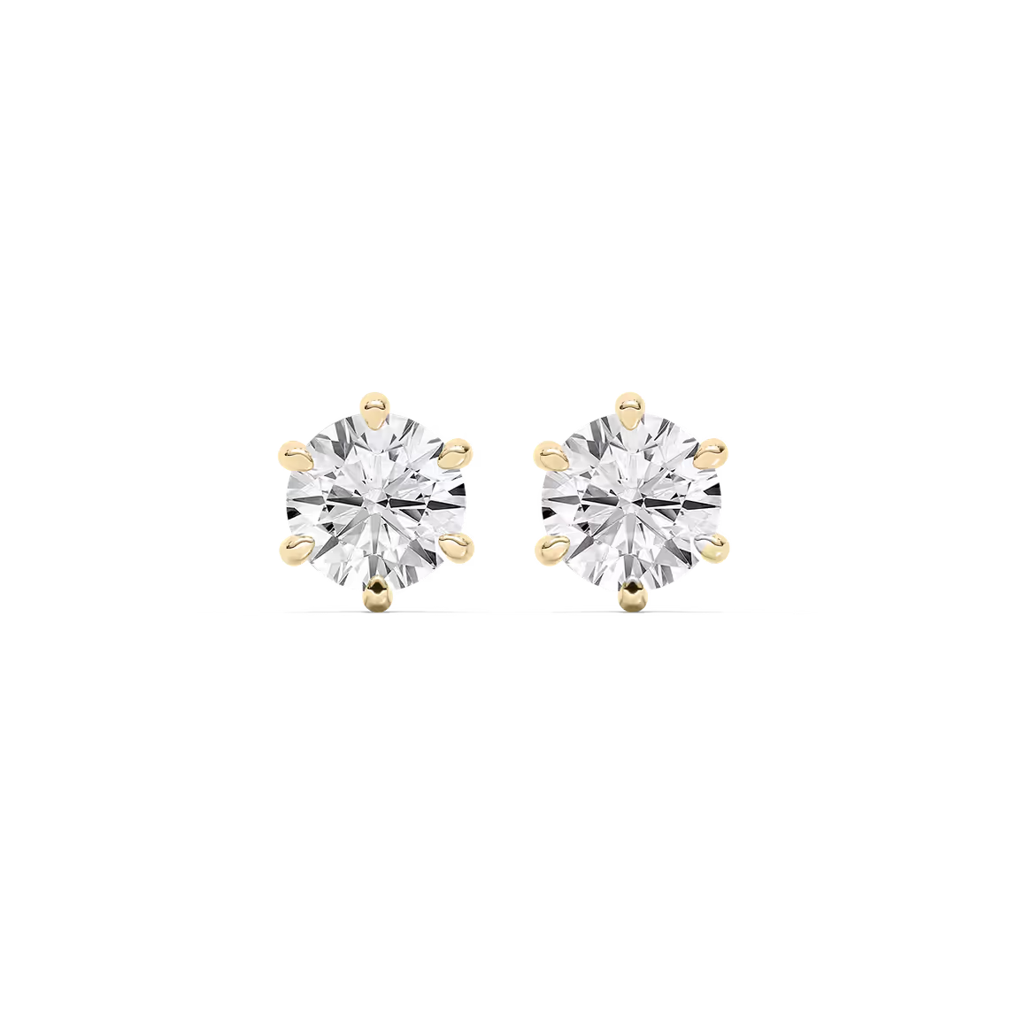 Classic Round Six Prong Diamond Earrings