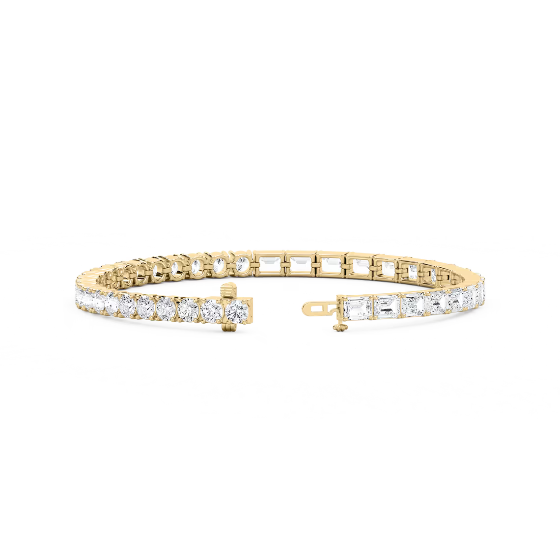 Emerald and Round Diamond Tennis Bracelet