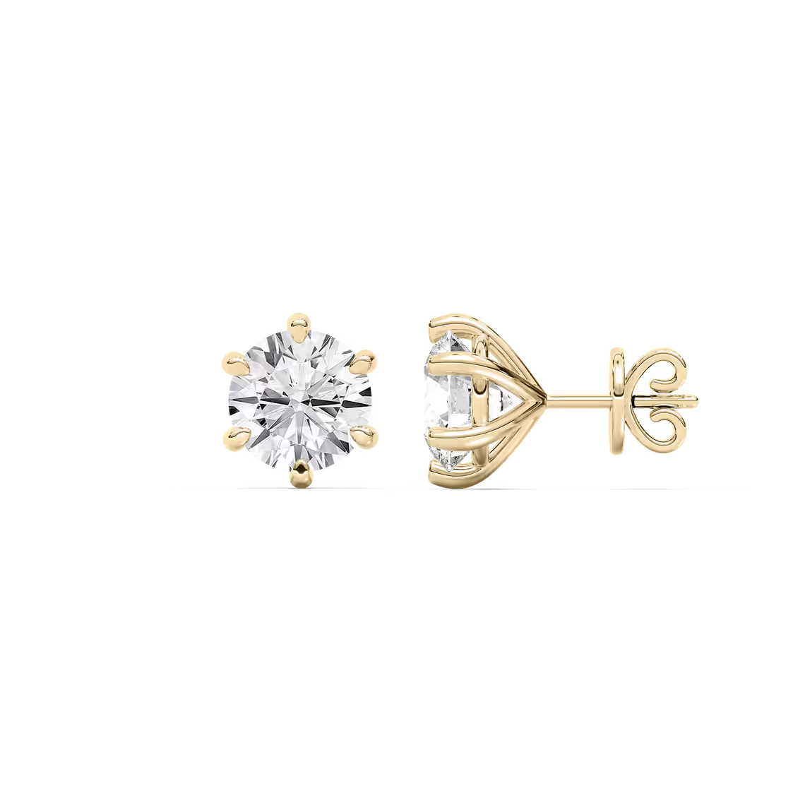 Classic Round Six Prong Diamond Earrings
