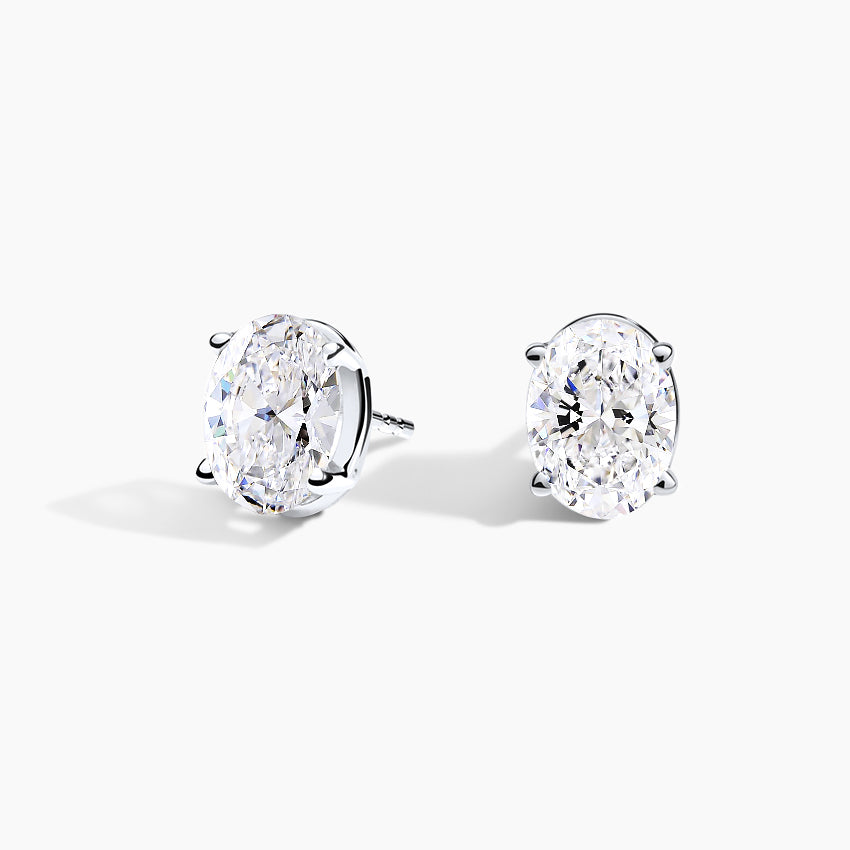 Oval Lab Grown Diamond Stud Earrings in 18K White Gold