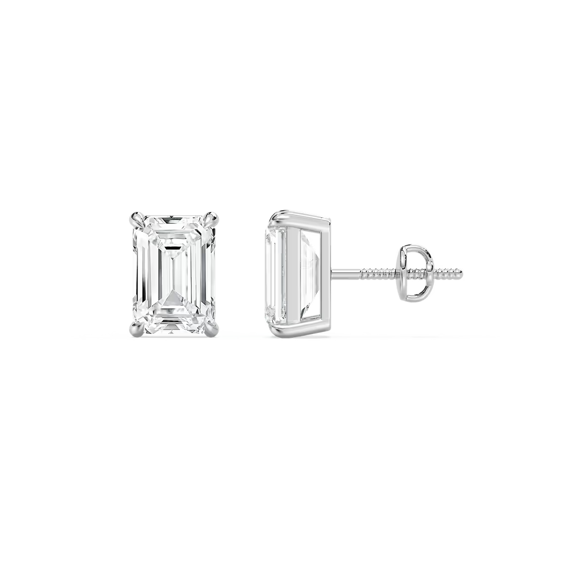 Emerald-Cut Solitaire Stud Earrings