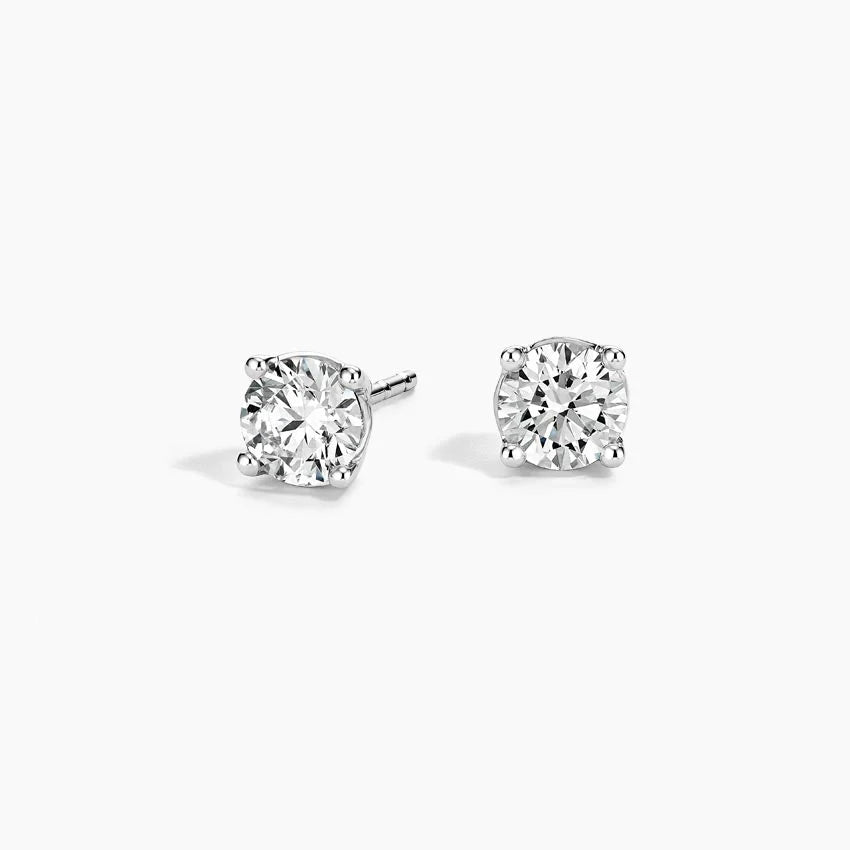 Perfect 4-Prong Lab Diamond Stud Earrings in 18K White Gold
