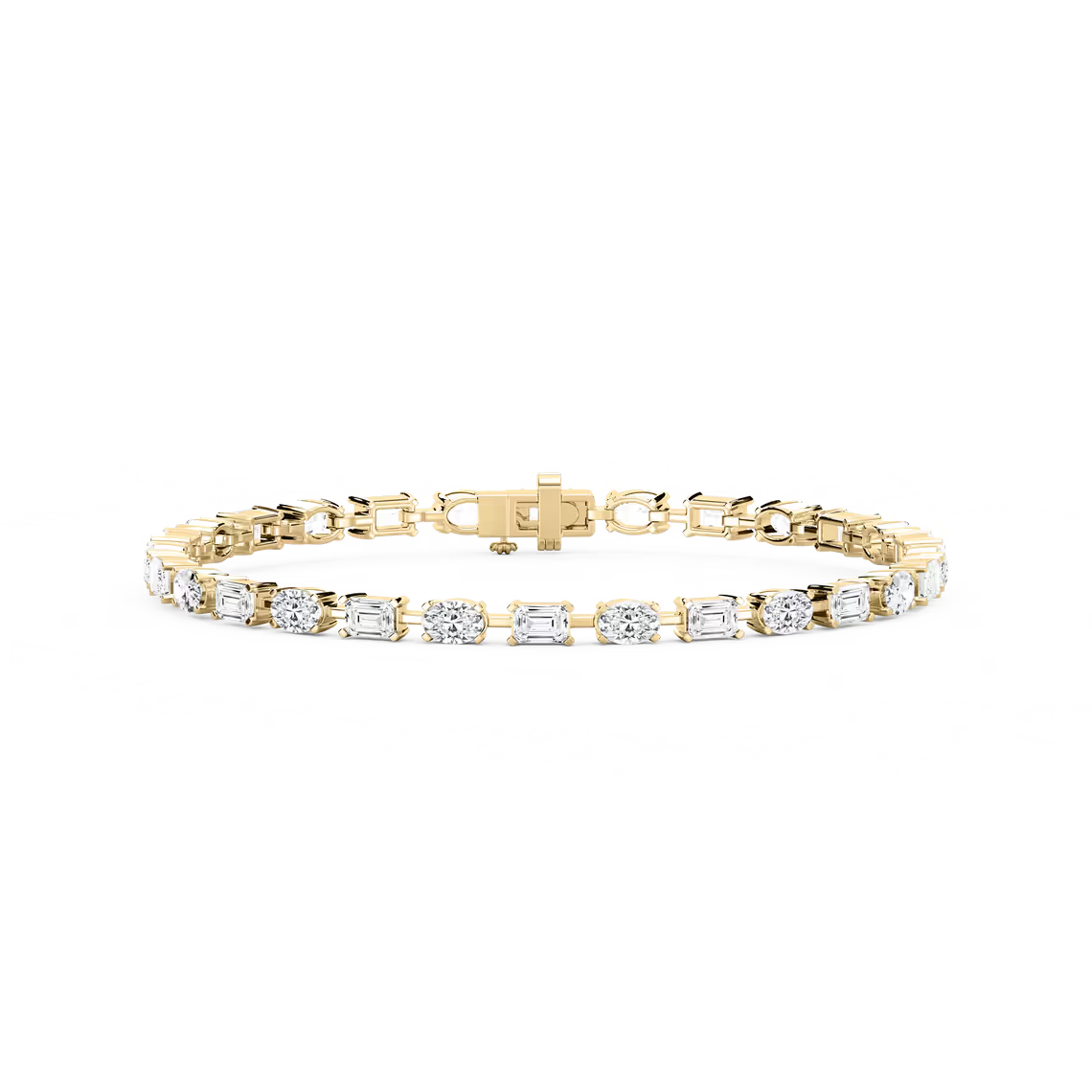 Emerald and Oval Lab Grown Diamond Tennis Bracelet