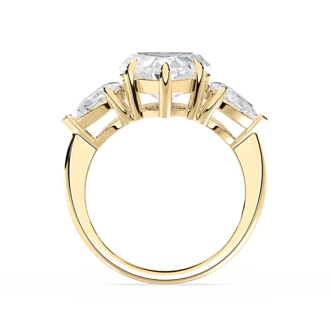 Heart and Pear Three Stone Ring