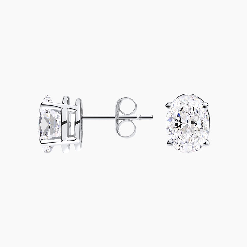 Oval Lab Grown Diamond Stud Earrings in 18K White Gold