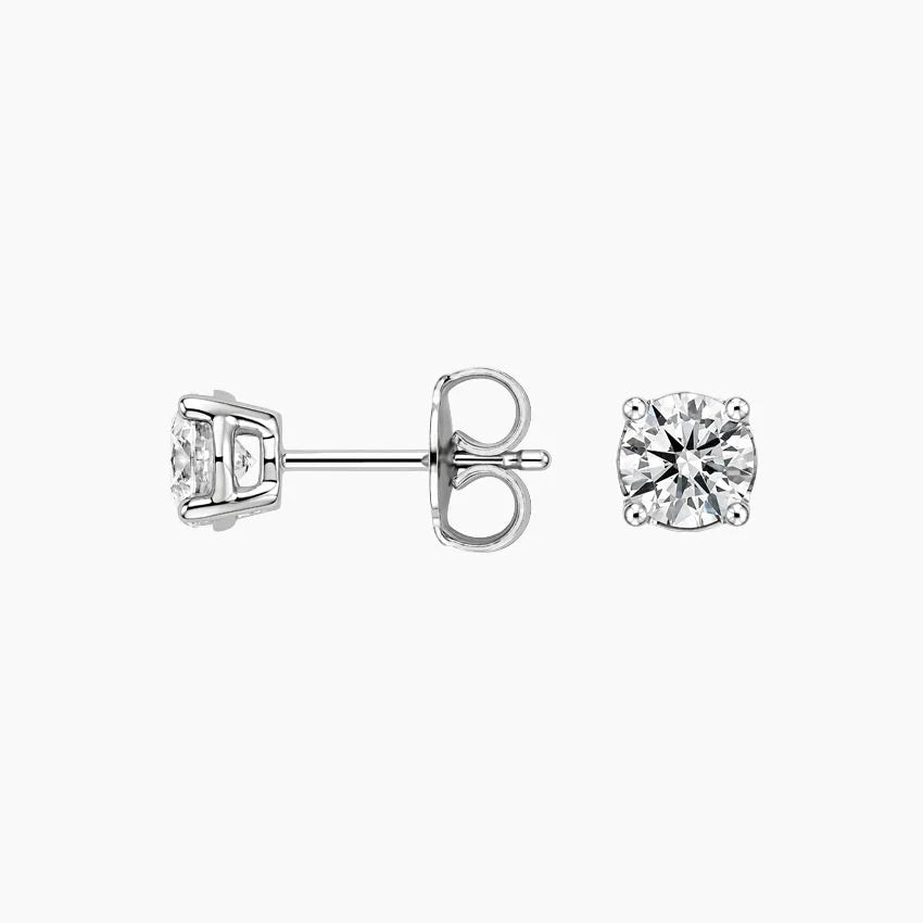 Perfect 4-Prong Lab Diamond Stud Earrings in 18K White Gold