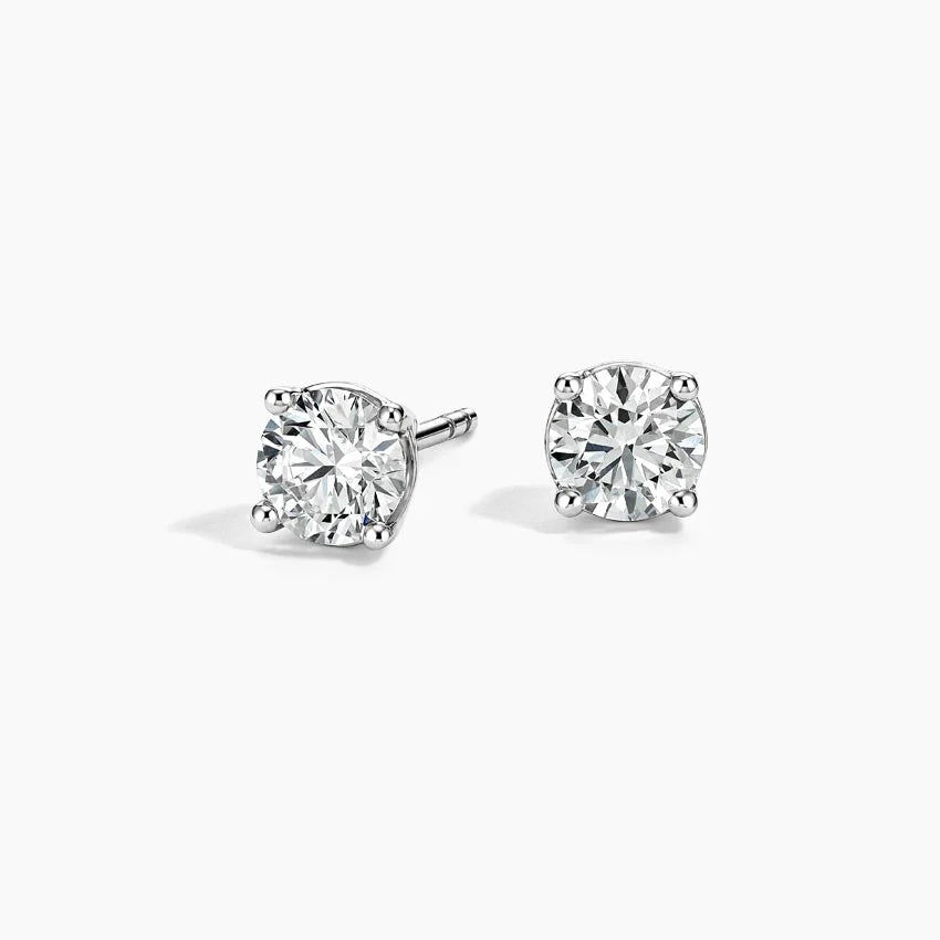 Perfect 4-Prong Lab Diamond Stud Earrings in 18K White Gold