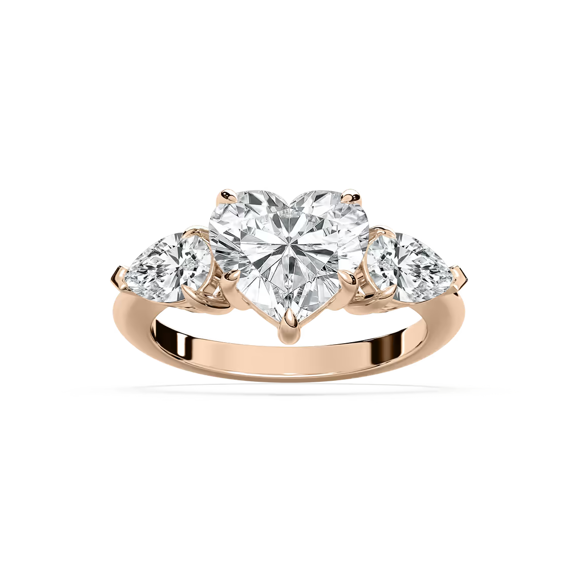 Heart and Pear Three Stone Ring