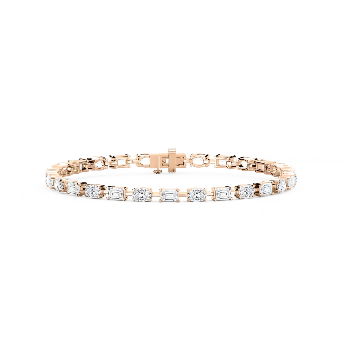 Emerald and Oval Lab Grown Diamond Tennis Bracelet