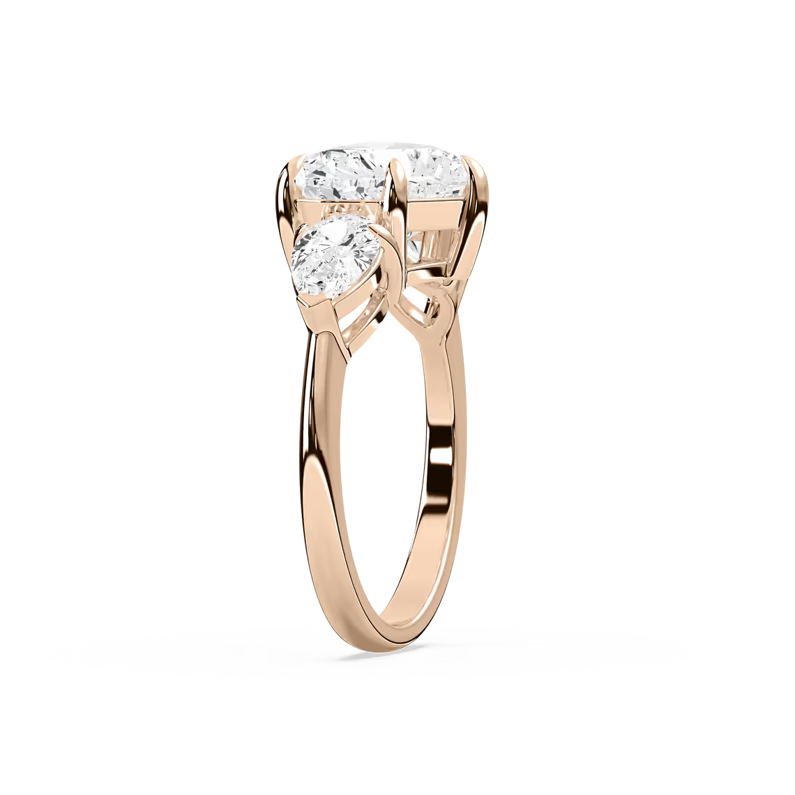 Heart and Pear Three Stone Ring