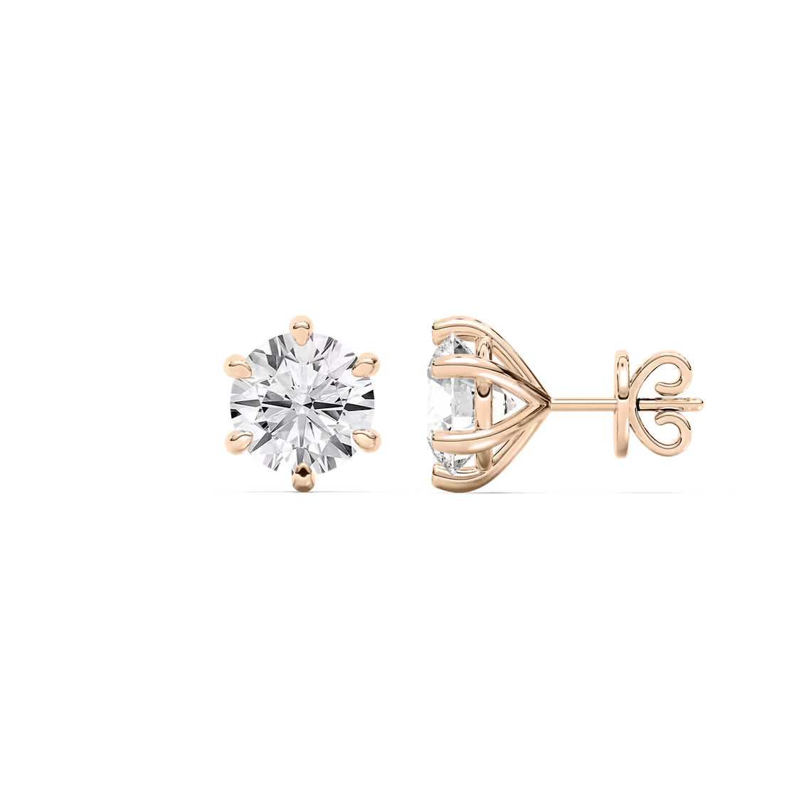 Classic Round Six Prong Diamond Earrings