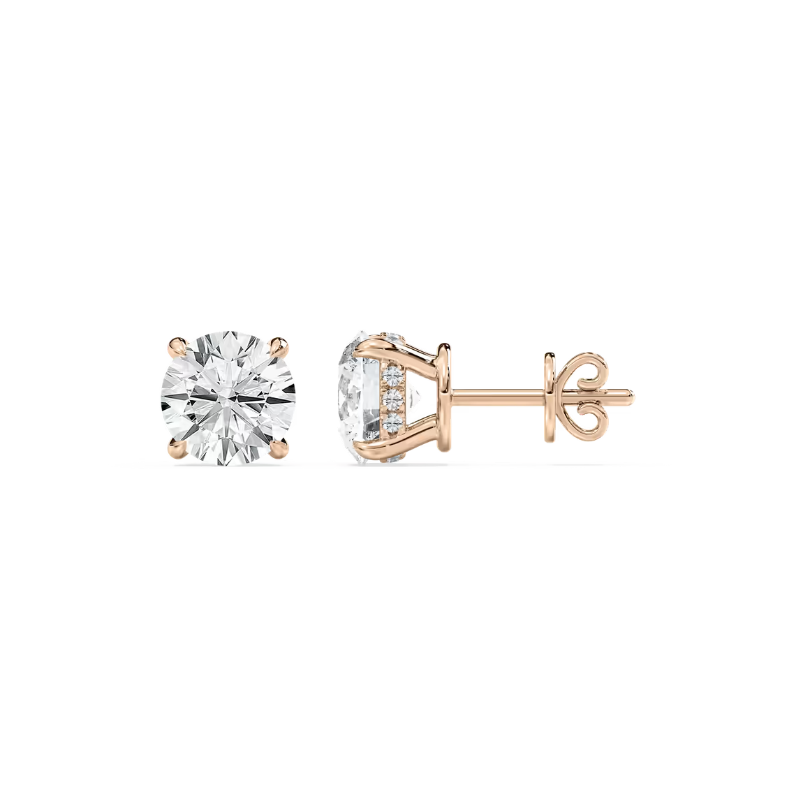 Hidden Halo Round Diamond Earrings
