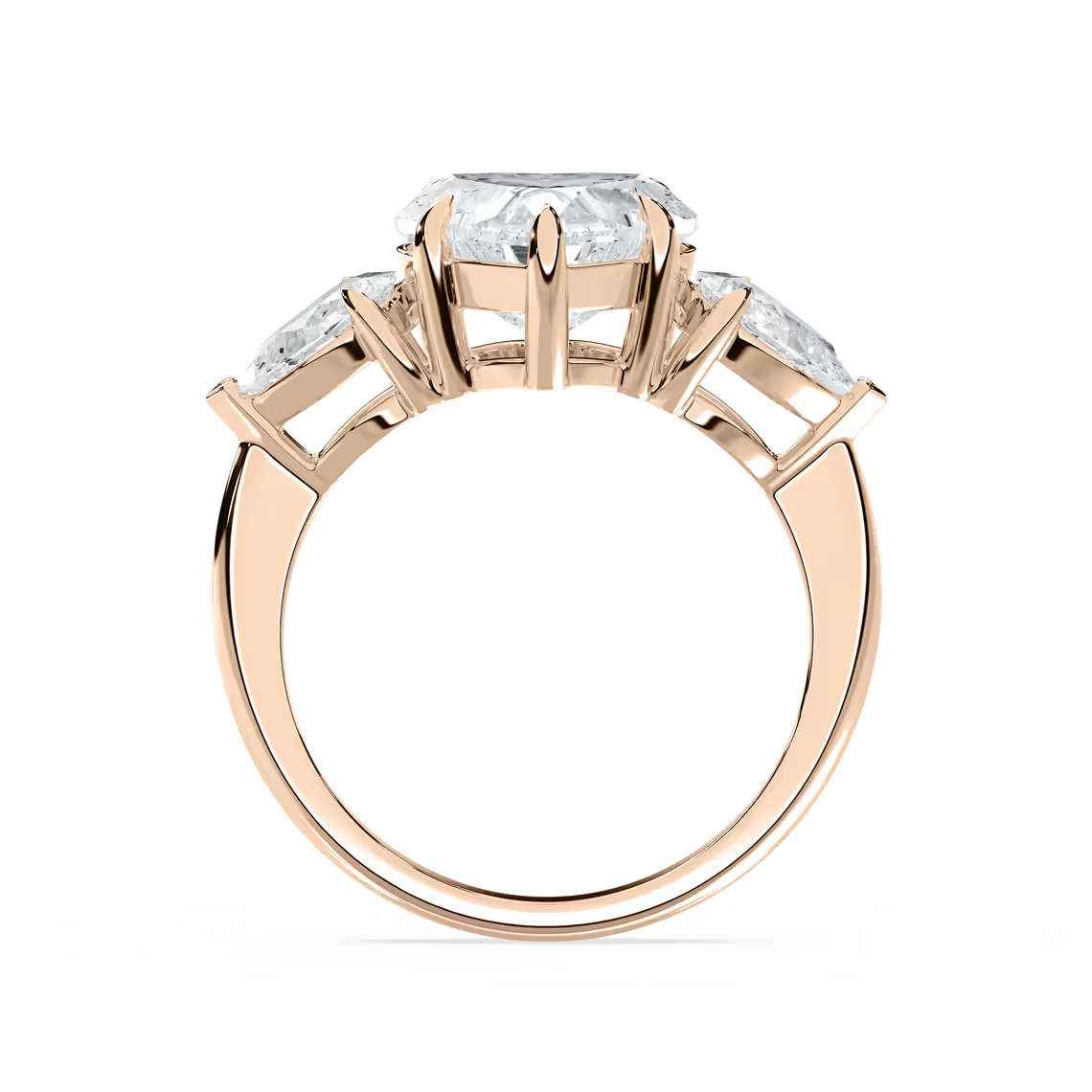 Heart and Pear Three Stone Ring